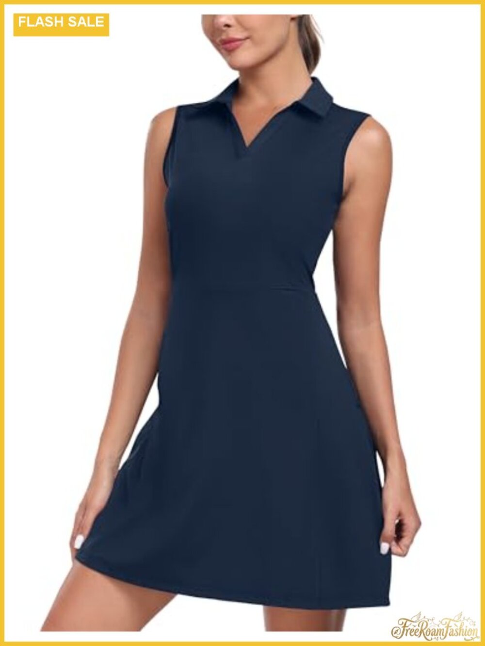 Sleeveless Athletic Tennis Golf Dress with Pockets